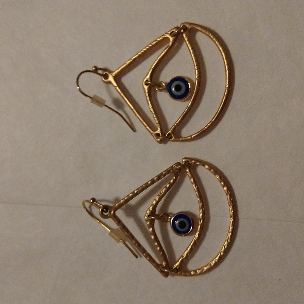 EVIL EYE Goldtone Hanging Earrings